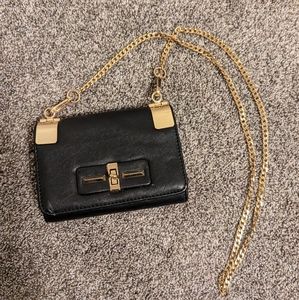 Urban Expressions Black Purse with Gold accents and chain